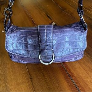 Donald J. Pliner Leather Croc Handbag in Purple